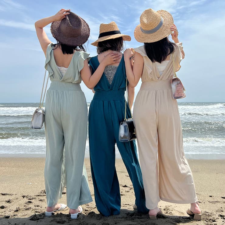 rielle riche新品リラックスフリルオールインワン