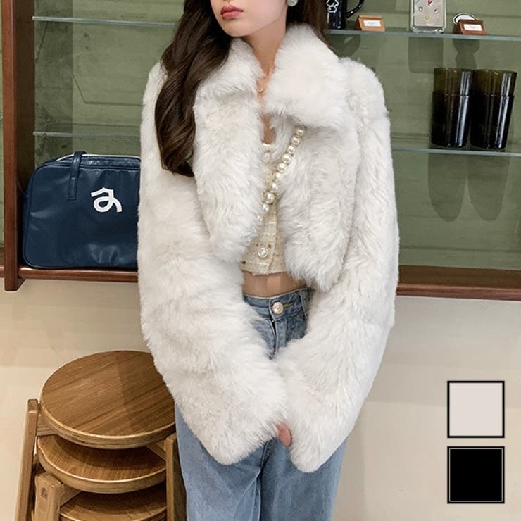 楽天市場】LADY LIKE 襟付きショート丈ファージャケット アウター