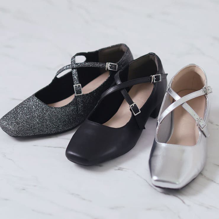 楽天市場】VIVIAN COLLECTION スクエアトゥクロスストラップパンプス