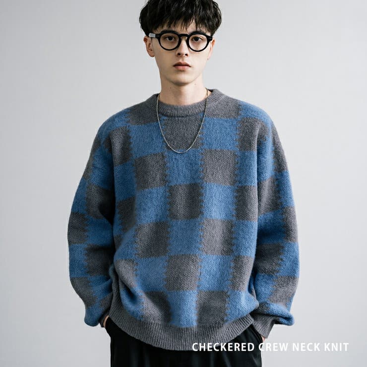 楽天市場】Rocky Monroe ニット ミドルゲージ チェック柄 メンズ