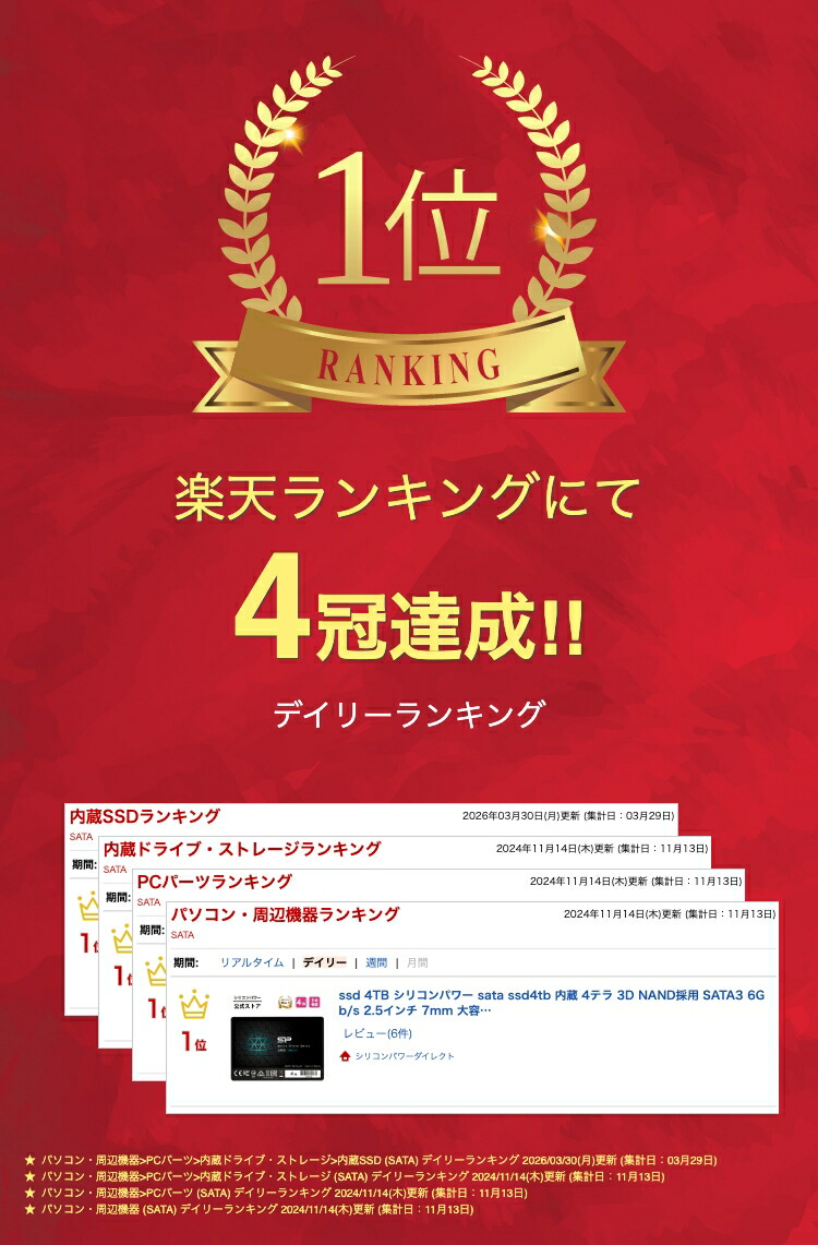 楽天市場】シリコンパワー SSD 4TB 3D NAND採用 SATA3 6Gbps 2.5インチ