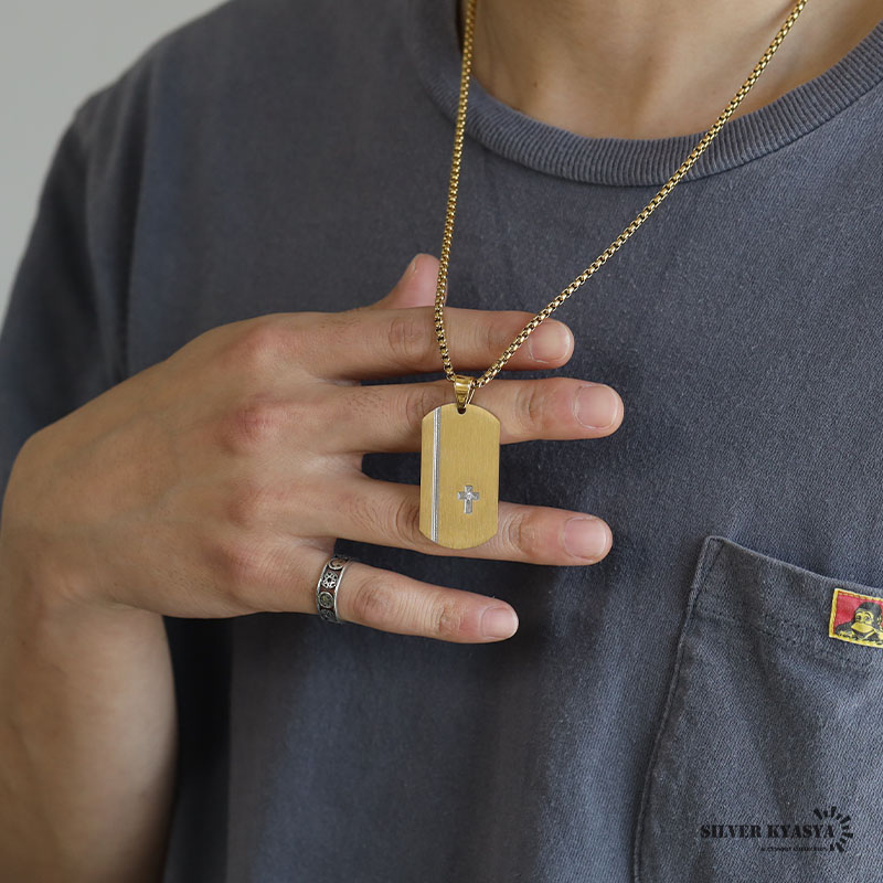楽天市場】高級感 マットゴールド ドッグタグネックレス シンプル