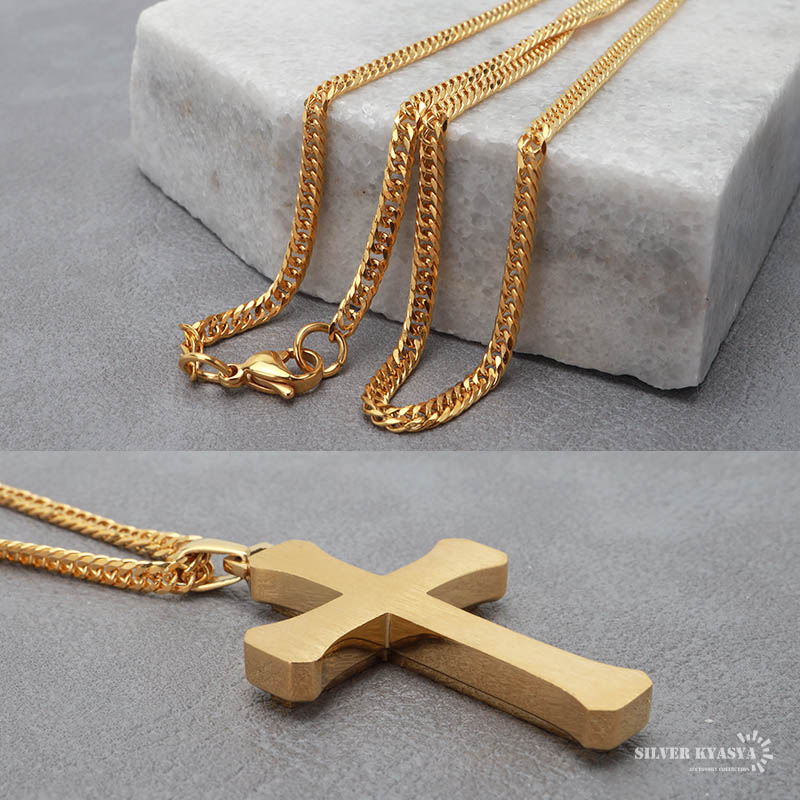 楽天市場】ステンレス クロスネックレス ゴールド 18KGP 50cm/60cm