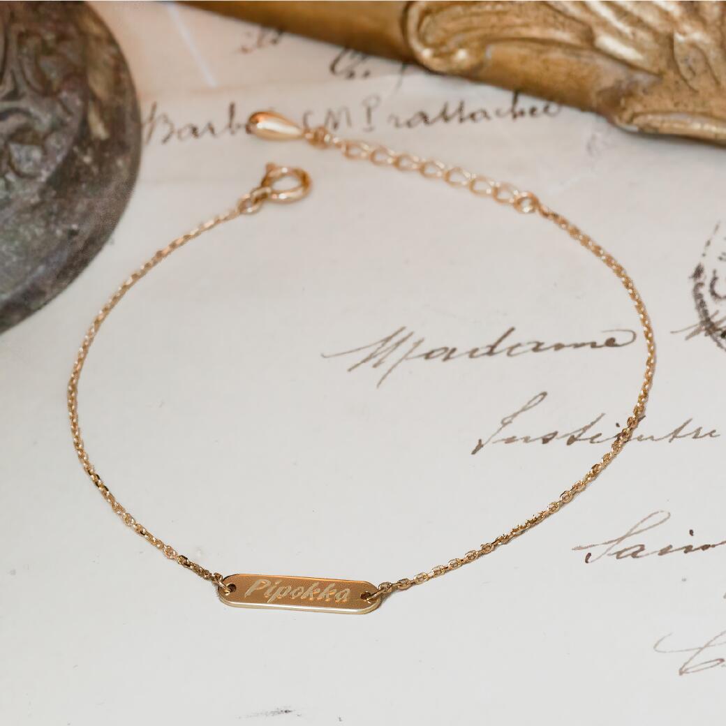 楽天市場】世界に一つ ゴールド プレート ネーム ブレスレット K18 K10