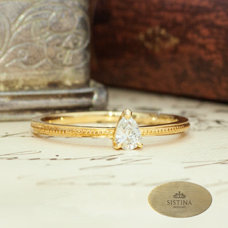 楽天市場】指輪 K18 K10 ペアシェイプ ドロップシェイプ ダイヤモンド