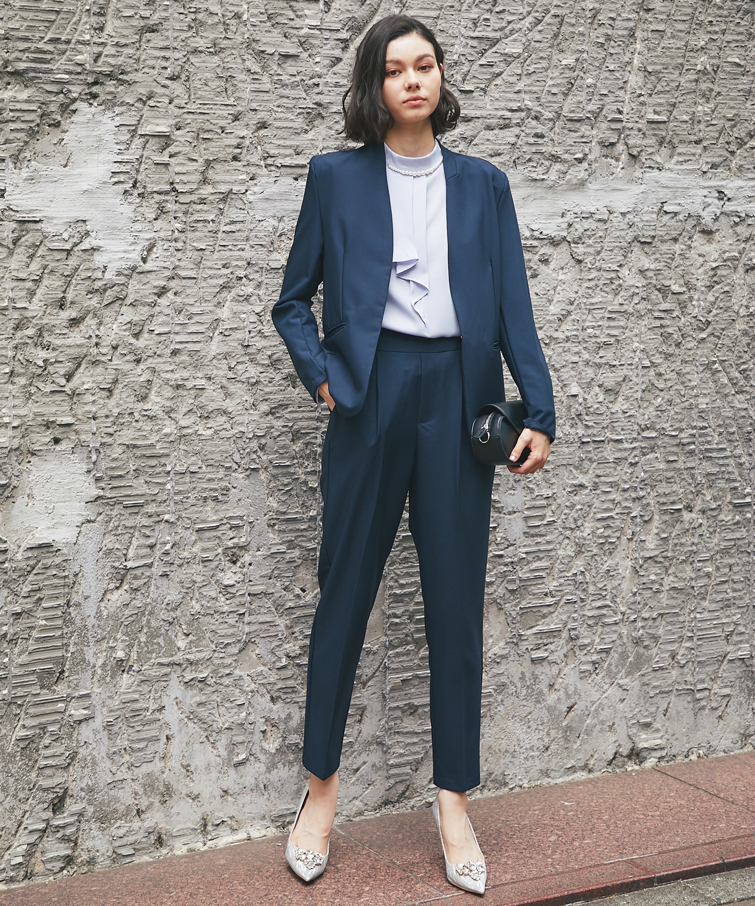 人気✨セオリー 美品✨セオリーリュクス ノーカラー セットアップ