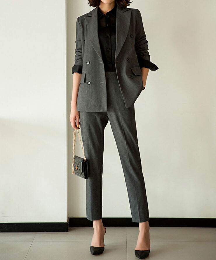 楽天市場】ダブルテーラードジャケット＆テーパードパンツスーツセット
