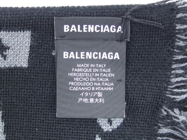 楽天市場】バレンシアガ フットボールスカーフ ロゴマフラー ブラック