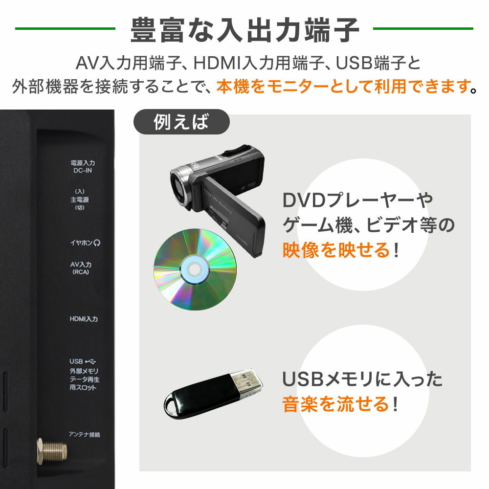 楽天市場】ポータブルテレビ 車載 フルセグ ワンセグ 車 14インチ