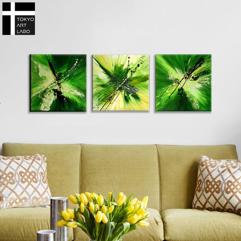楽天市場】油絵 絵画 緑の抽象 アートパネル モダン 手描きならではの