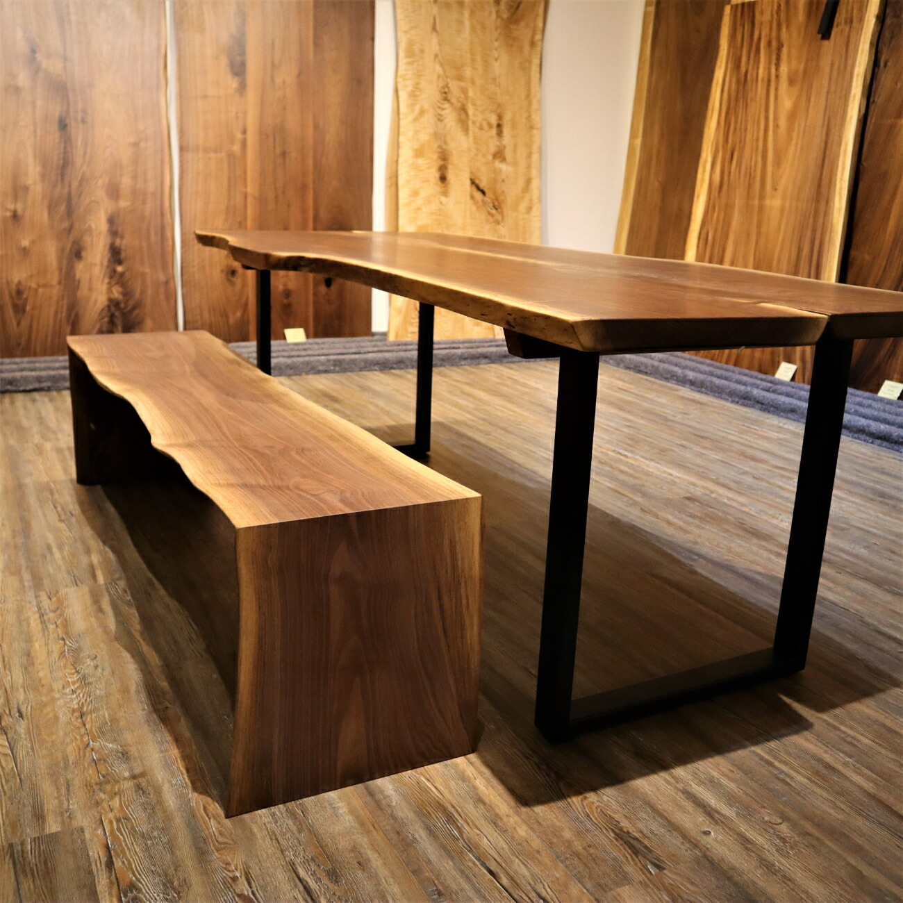 楽天市場】一枚板 無垢 ベンチ ウォールナット ダイニング 一枚板