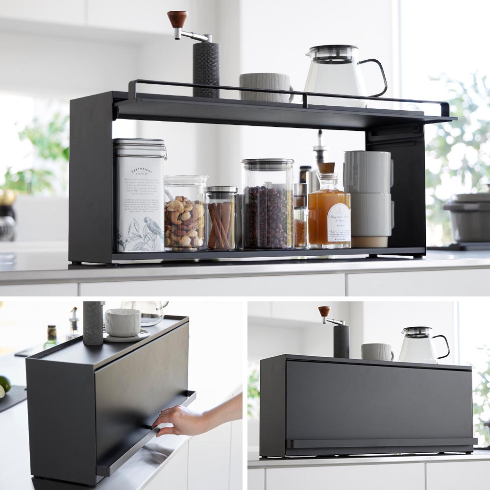 楽天市場】[ 前が開くキッチンカウンター上収納ラック タワー D15