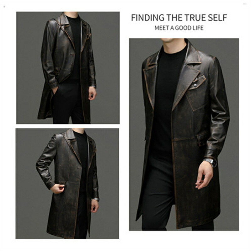 楽天市場】本革コート トレンチコート レザーコート 本革 膝丈 牛革