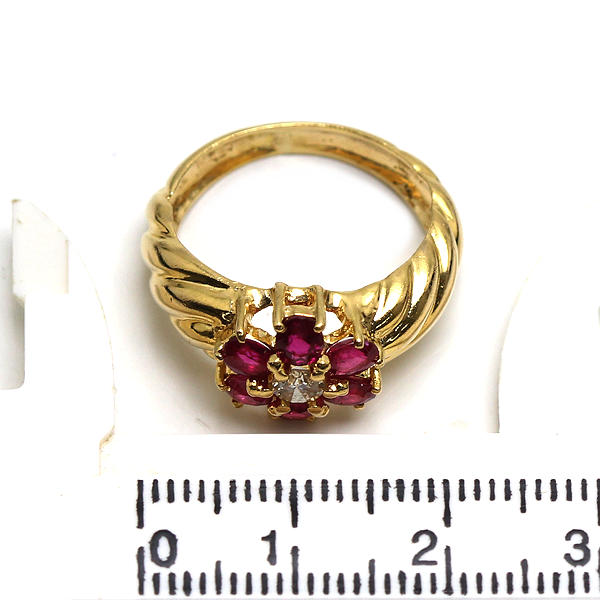 楽天市場】K18 フラワーモチーフリング 10号 ルビー 1.24ct