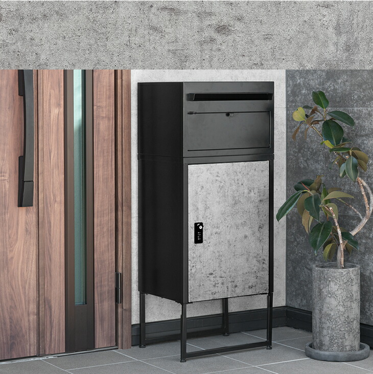 楽天市場】宅配ボックス 木目調 ポスト 一体型 大容量 89L ダイヤル錠