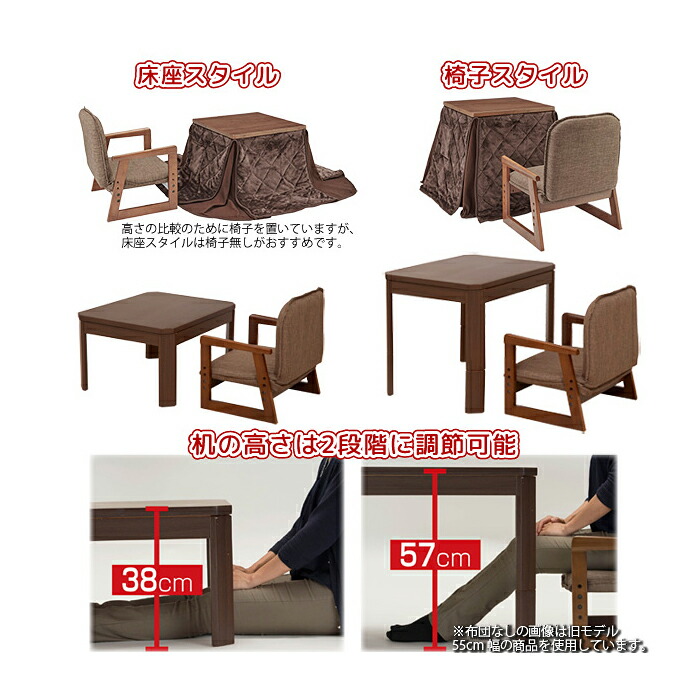 楽天市場】おひとり様こたつ・布団・椅子3点セット 新なごみ55MB 55×55