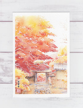 楽天市場】安楽寺1 [ 京都の紅葉 ] ( 秋 もみじ 茅葺き 山門 松虫鈴虫