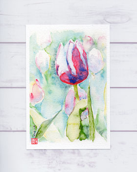 楽天市場】春の花1 6枚セット ( タンポポ ヤマツツジ チューリップ