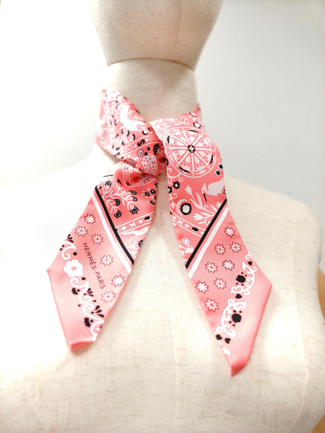 楽天市場】HERMES エルメス スカーフ ツイリー シルク ピンク PEUPLE