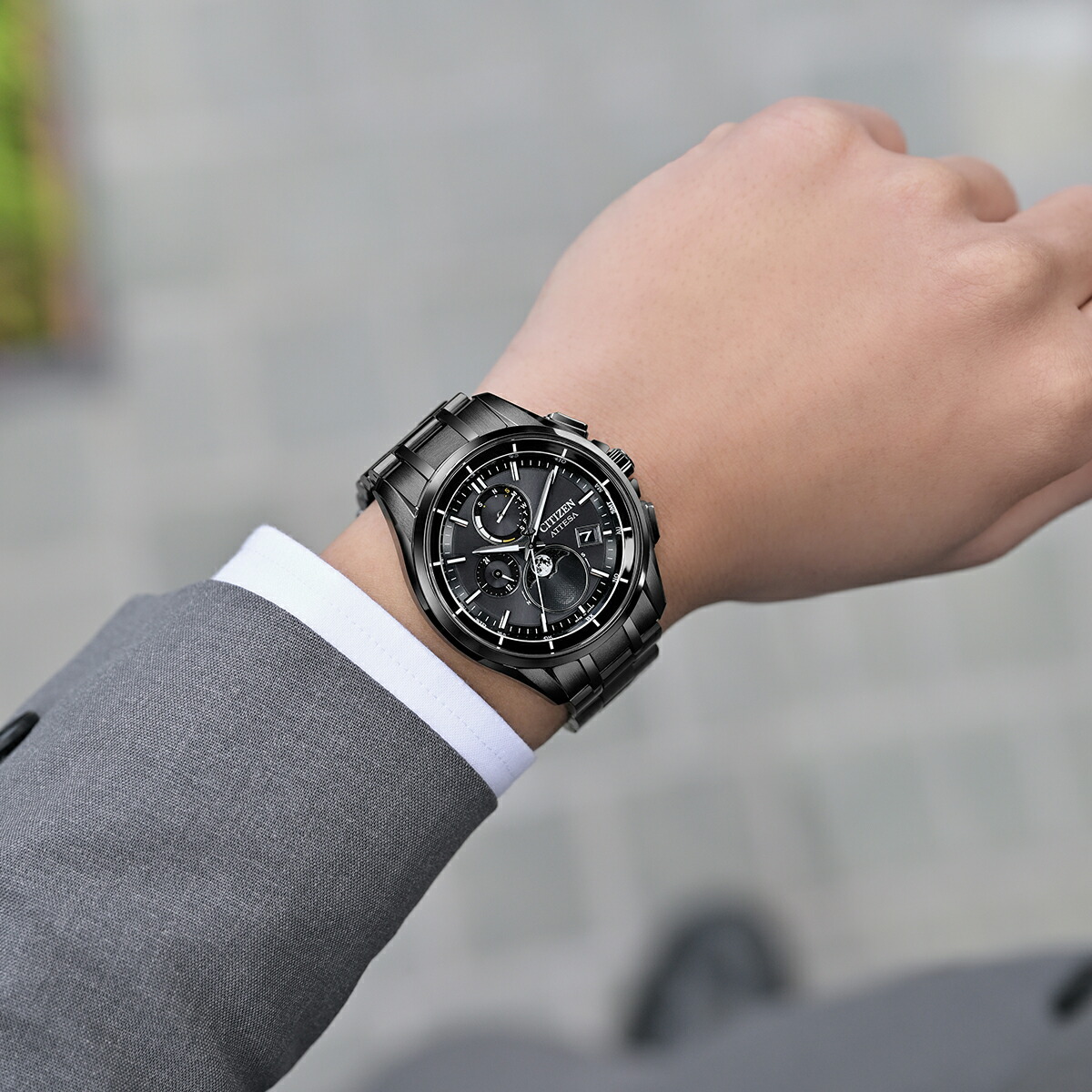 楽天市場】シチズン アテッサ ブラックチタンシリーズ ムーンフェイズ