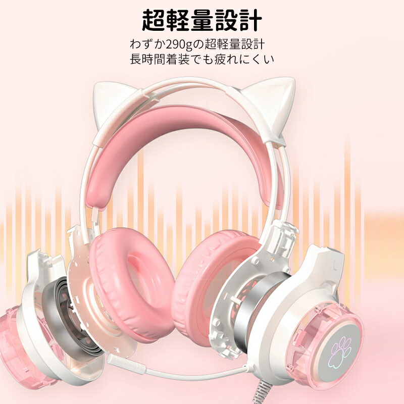 楽天市場】ヘッドホン 有線 可愛い 猫耳ヘッドホン マイク付き ボイス
