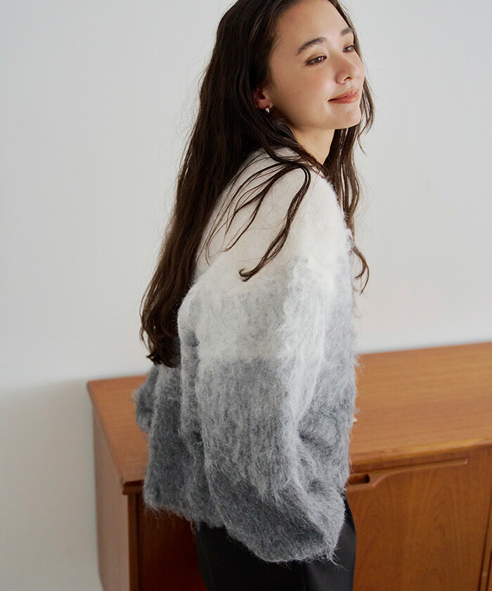 楽天市場】グラデーションモヘアライクニットプルオーバー トップス