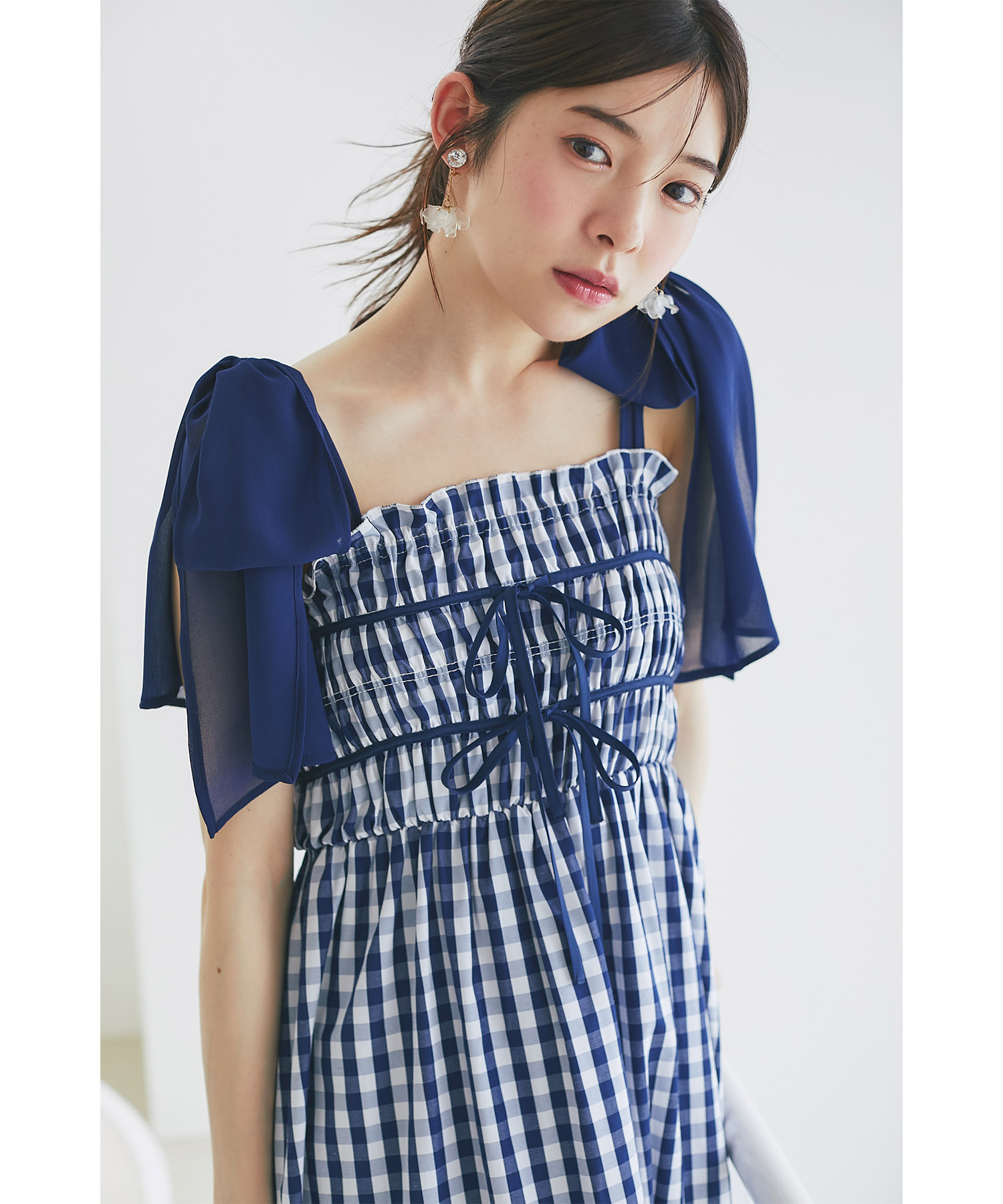 楽天市場】フロントリボン付きリボンショルダーギンガムチェック