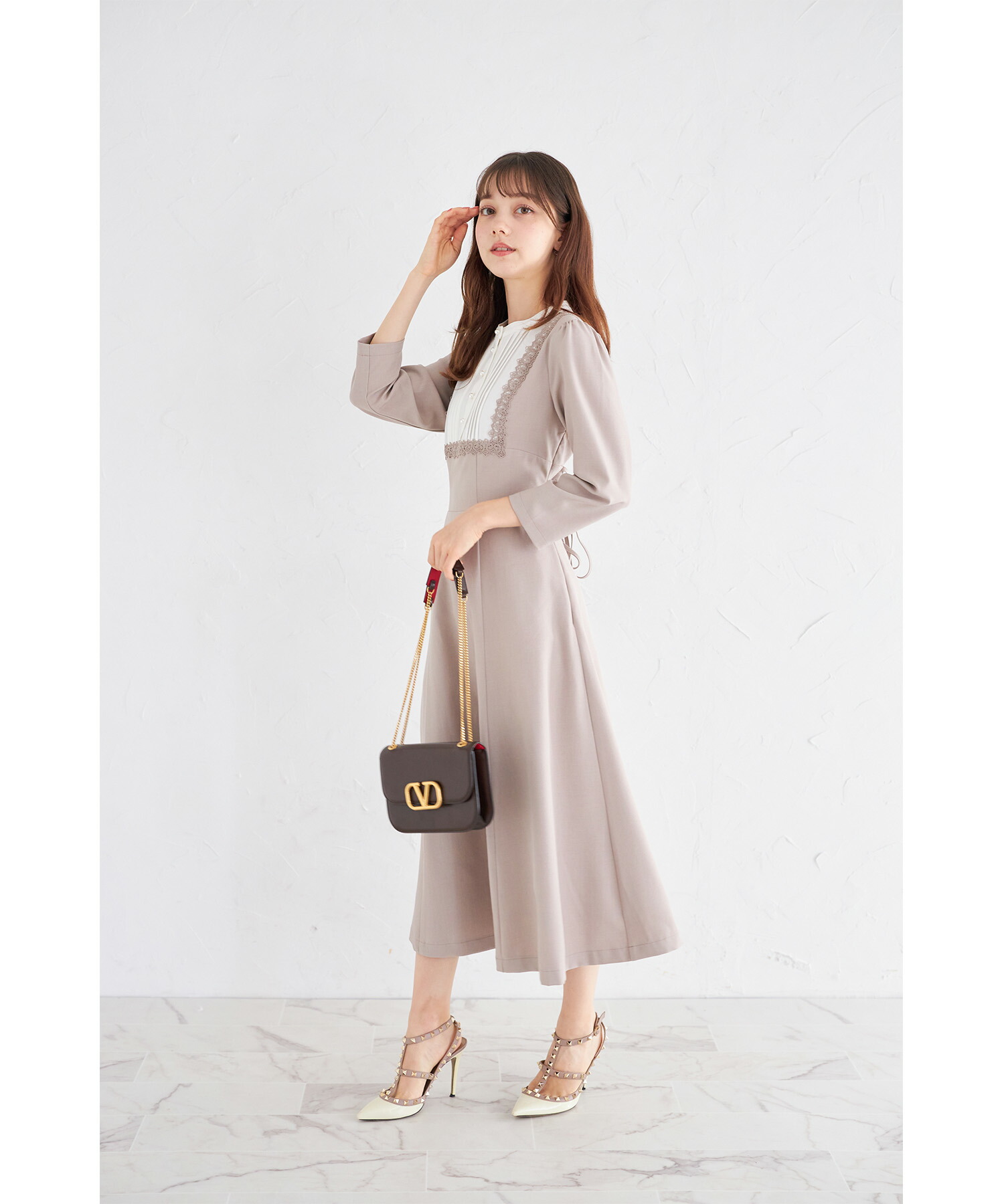 楽天市場】ヨークレース切替バックレースアップワンピース【belleyn