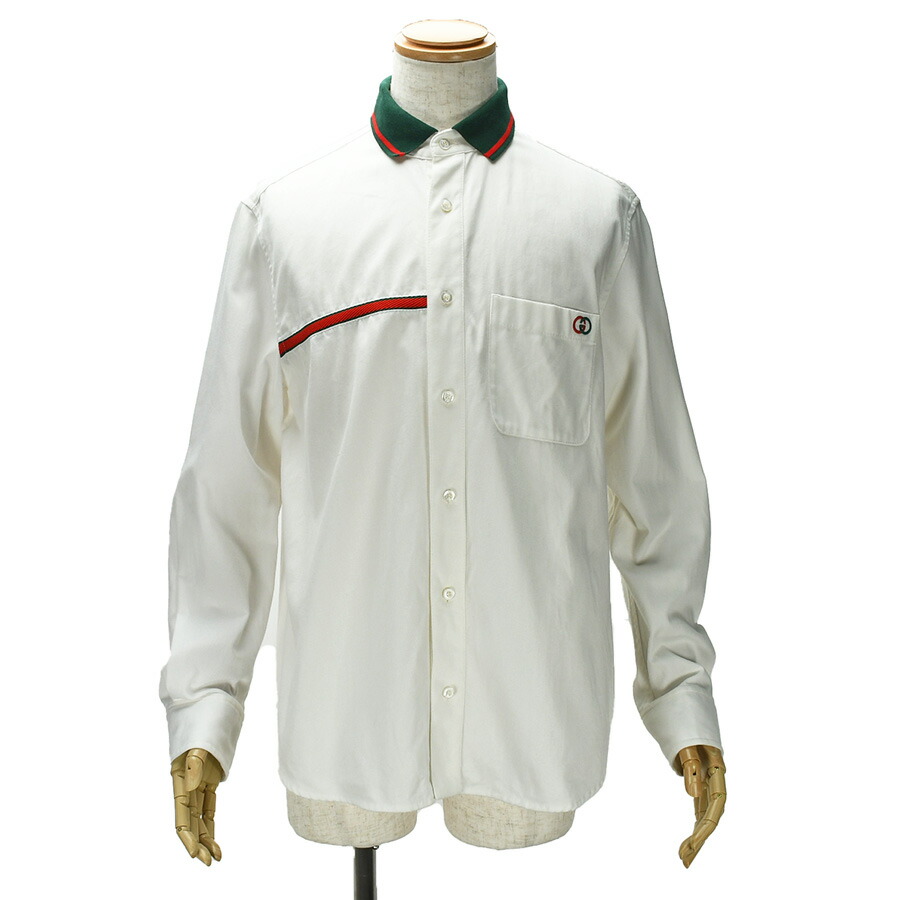 楽天市場】グッチ GUCCI シャツ 長袖 ウェブライン ストライプ 696757