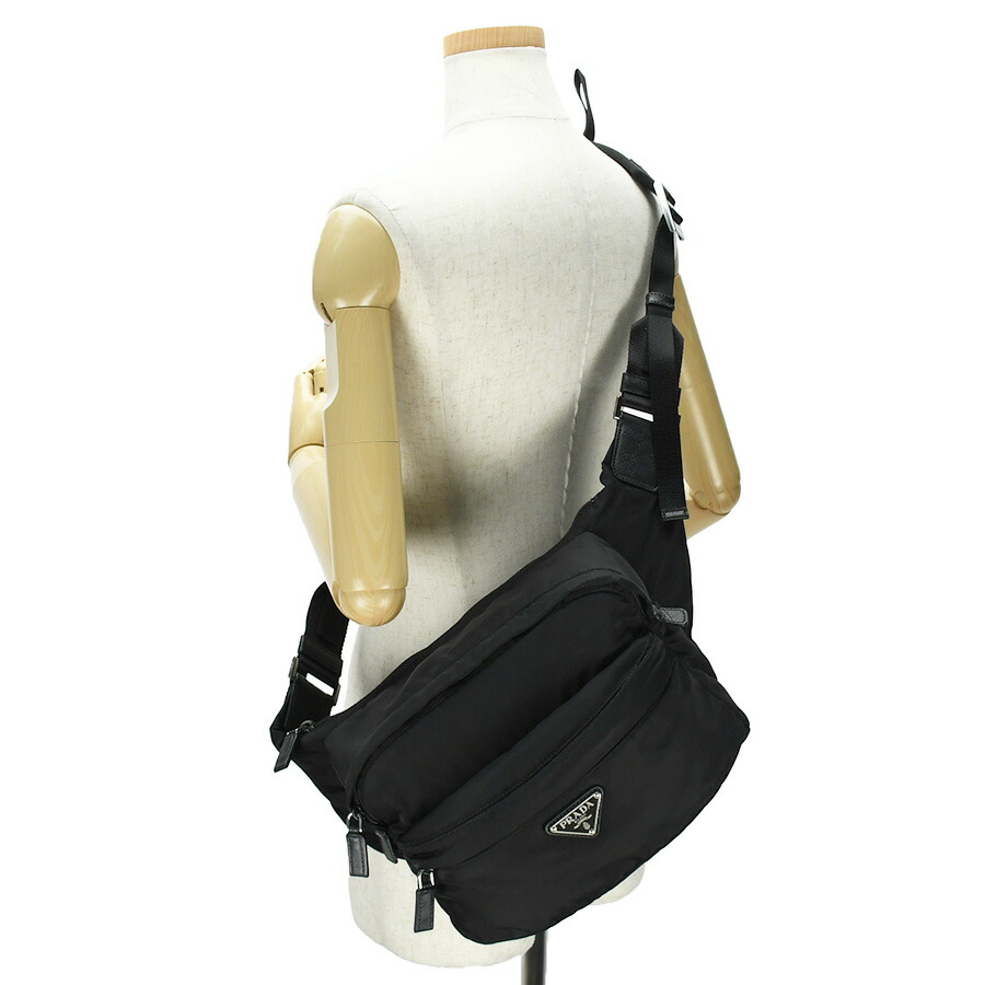 楽天市場】プラダ PRADA ボディバッグ ウエストバッグ 2VH038 黒