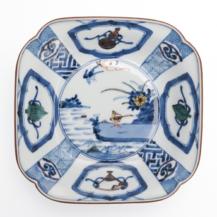 楽天市場】九谷焼 四方皿揃 染色桃花花鳥文/山本長左 【宮内庁御用窯