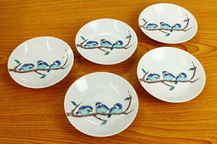 楽天市場】九谷焼 4号皿揃 山雀(やまがら)/青郊窯＜送料無料＞和食器
