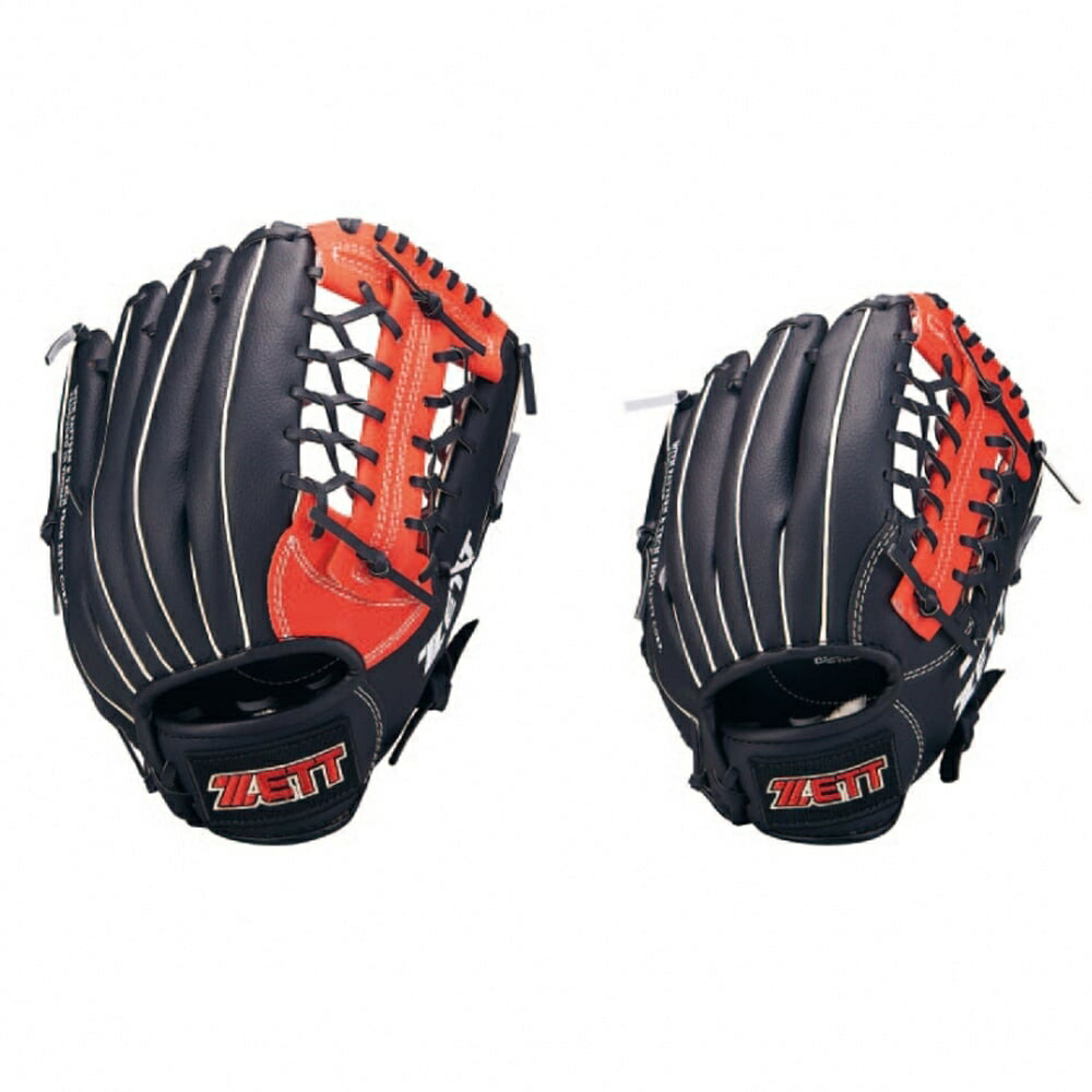 ZETT 軟式グローブ 黒/赤 ファーストミット 中古 ゼット ZETT 軟式用