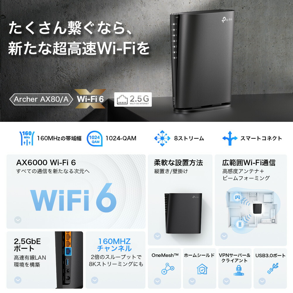 楽天市場】【100台繋いでも安定☆】TP-Link Wi-Fi6 無線LAN ルーター