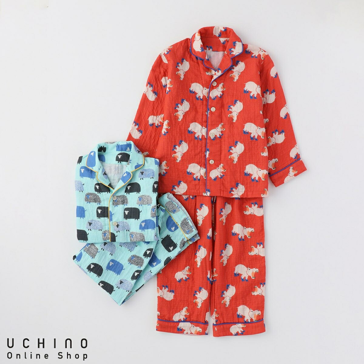 楽天市場】UCHINO ウチノ マシュマロガーゼ アニマルプリントパジャマ