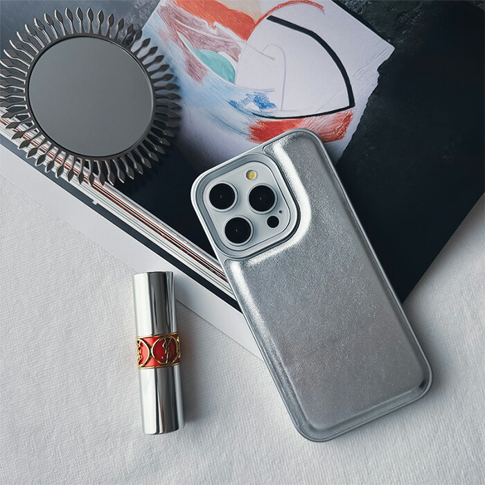 楽天市場】【シルバー メタル レザー スマホケース】iPhone15Pro