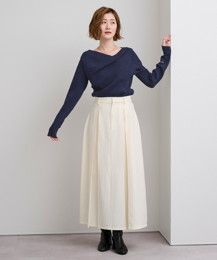 楽天市場】オフショルダーリブニットトップス トップス レディース