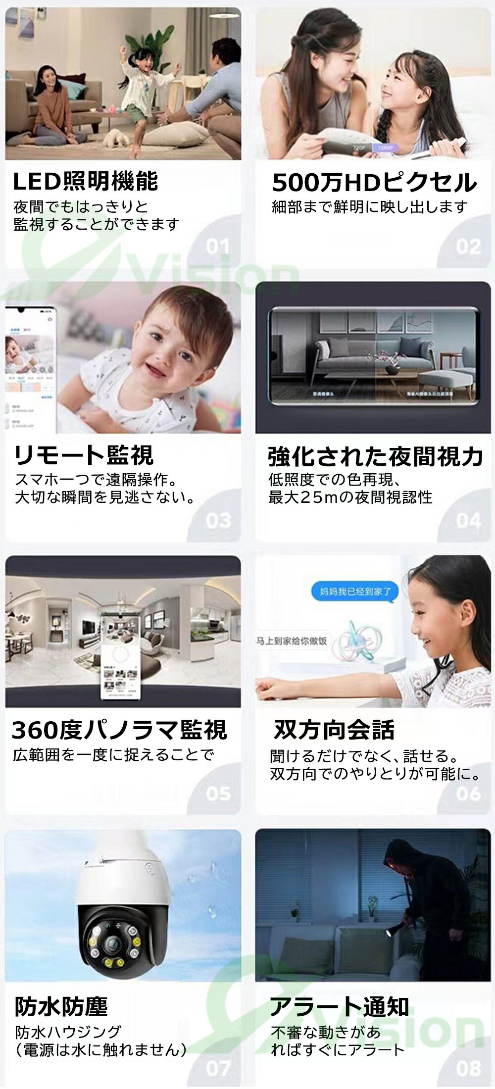 楽天市場】防犯カメラ 屋内 500万画素 電球型 2.5K 家庭用 監視カメラ