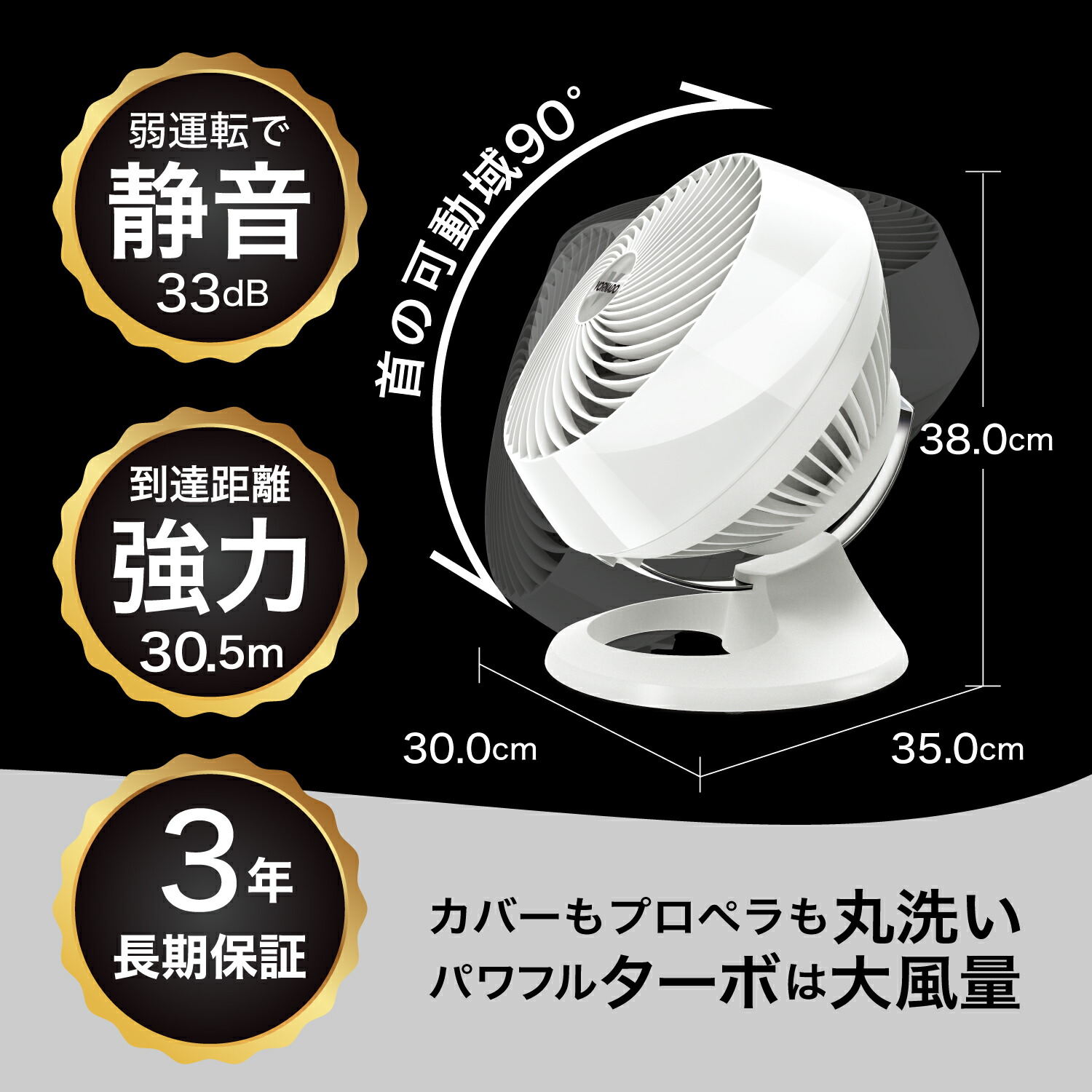 楽天市場】【公式】 ボルネード サーキュレーター 扇風機 35畳 【3年