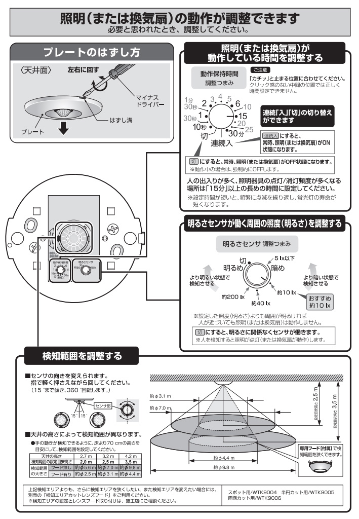 楽天市場】パナソニック 天井取付熱線センサ付自動スイッチ 広角検知形