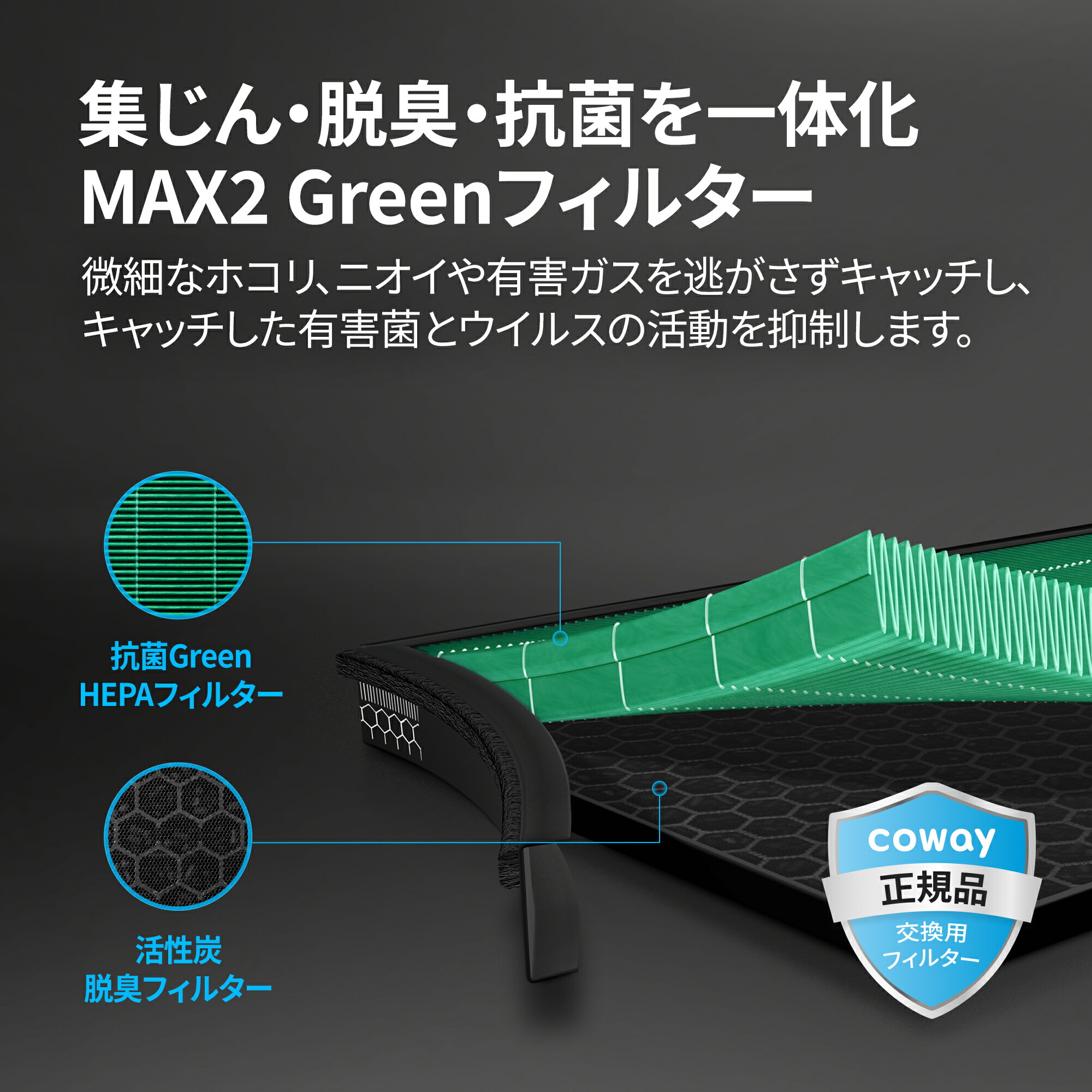 楽天市場】[公式]COWAY 空気清浄機 AIRMEGA 150 交換用 MAX2 Green