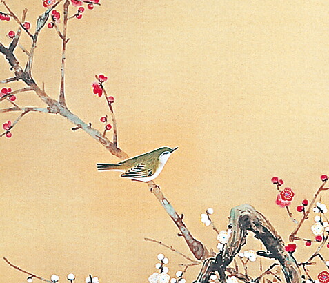 楽天市場】掛け軸 掛軸（かけじく） 紅白梅に鶯 （石田 大寿）全国送料