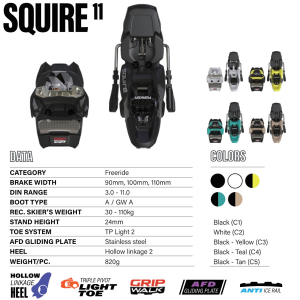 楽天市場】マーカー ビンディング SQUIRE 11 ブラック×ティール MARKER