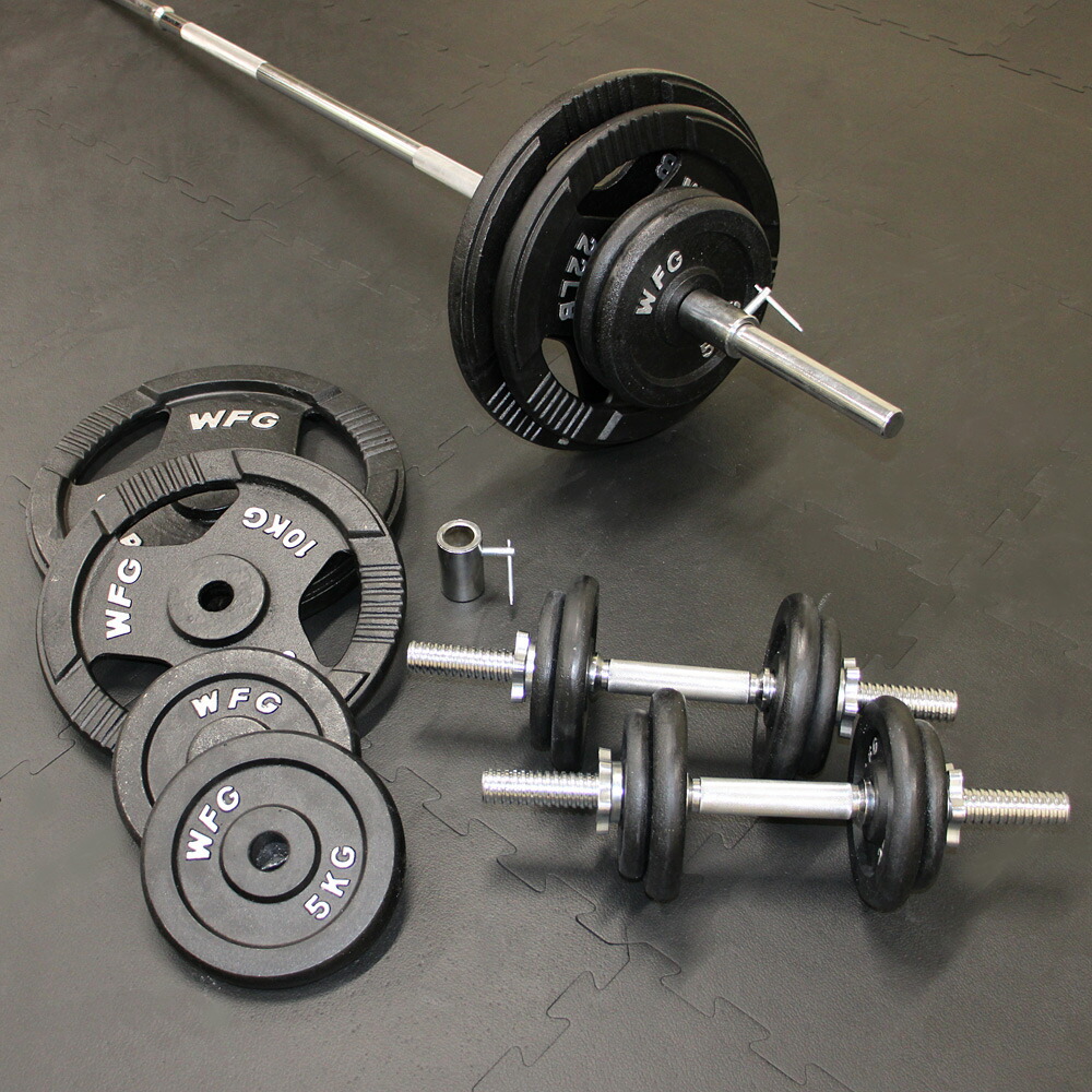 楽天市場】アイアンバーベルダンベルセット 100kg【送料無料】 筋トレ