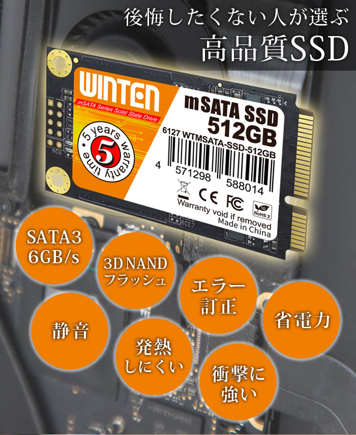 楽天市場】WINTEN SSD mSATA 512GB【5年保証 送料無料】WTMSATA-SSD