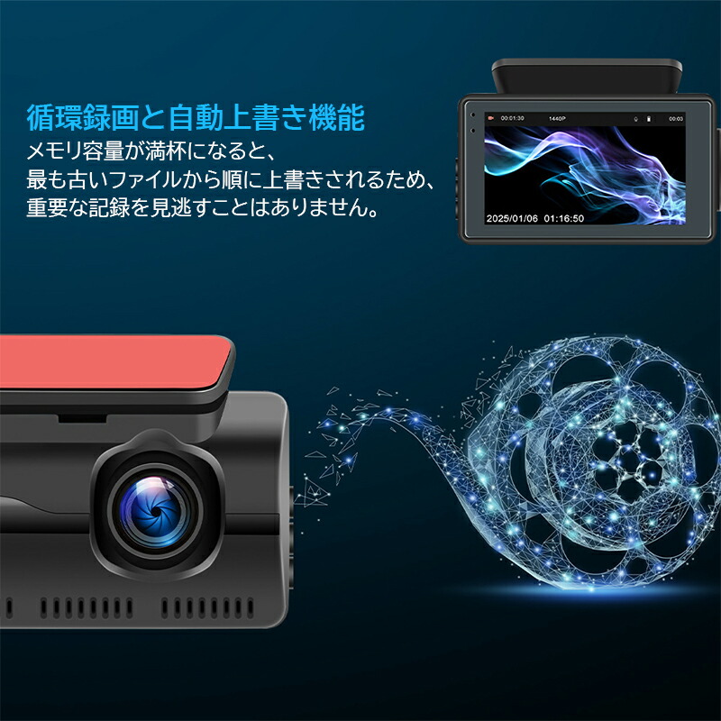 楽天市場】ドライブレコーダー 360度 前後 一体型 2カメラ 車内カメラ