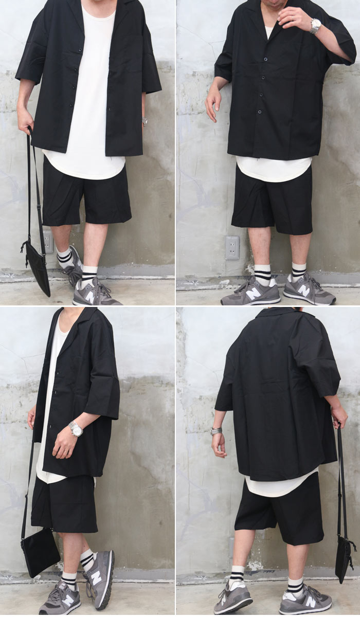 楽天市場】セットアップ メンズ [M便 1/1] 上下セット 5分袖シャツ