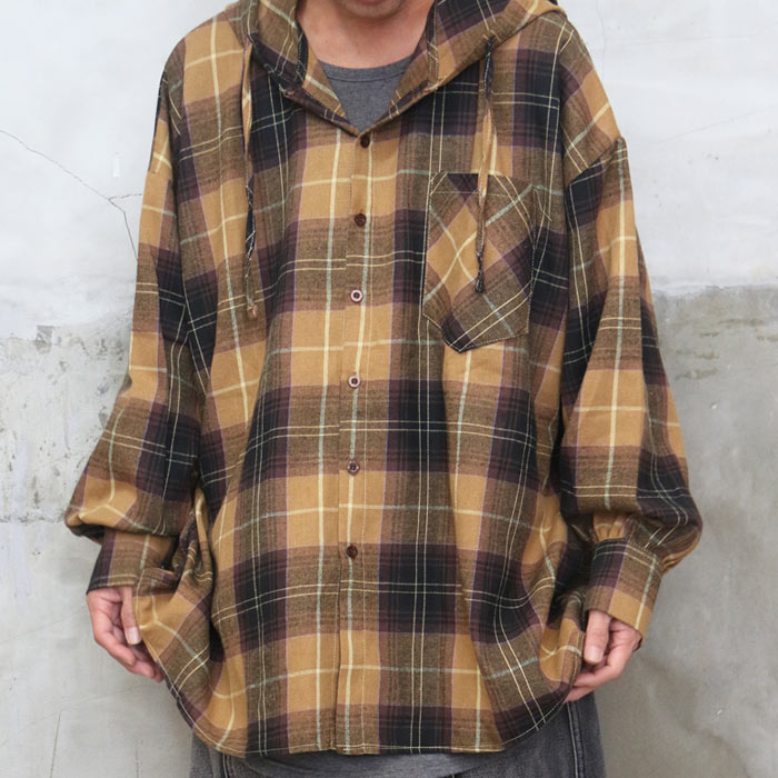 楽天市場】フード付きチェック柄ビッグシャツ メンズ チェック柄ビッグ