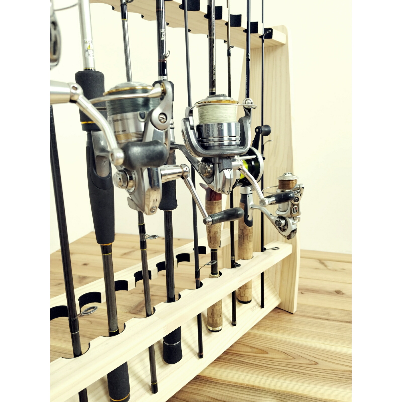 楽天市場】月間優良ショップ連続受賞 WOODWORKS ロッドスタンド 19本掛