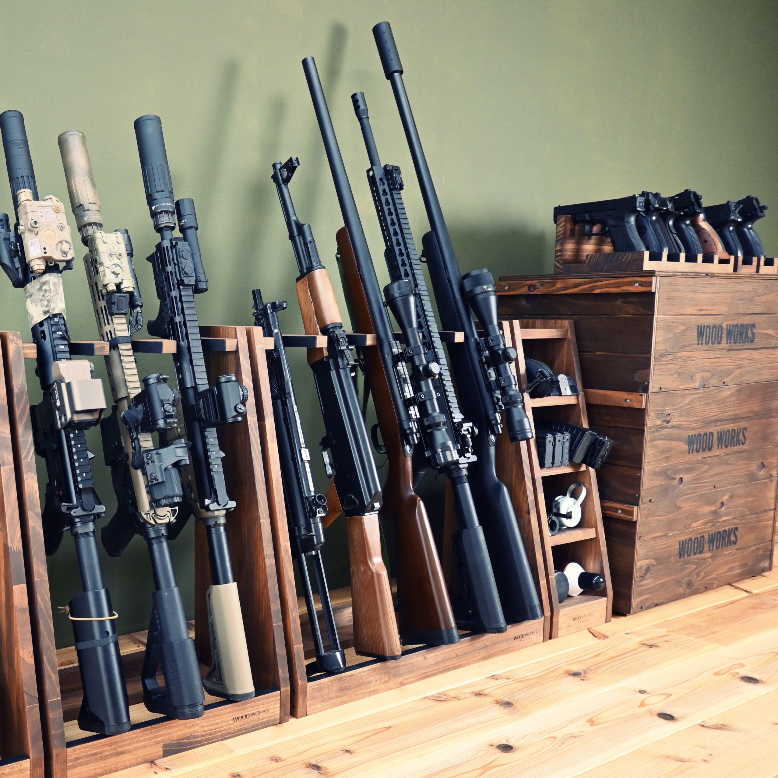 楽天市場】月間優良ショップ連続受賞 WOODWORKS ガンスタンド 5丁掛